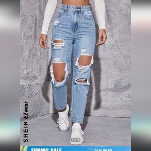 SHEIN Light Blue Distressed Women's Jeans